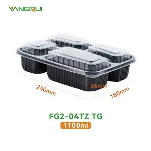 Caja para llevar de grado alimenticio apilable a prueba de fugas Pp 1 2 3 4 5 Compartimiento Contenedor de plástico para alimentos para microondas