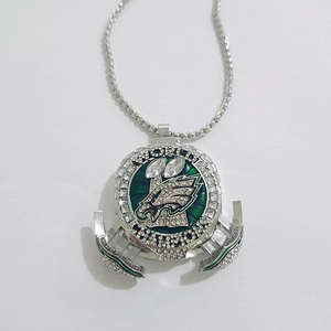 고품질 2025 필라델피아 이글스 날개 챔피언 목걸이 펜던트 지르콘 실버 도금 합금 재료 불교 나비 - Product Image 5