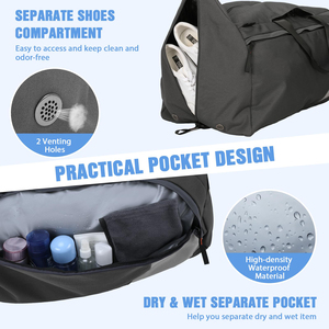 Eco Friendly Sports Duffel <b>Bag</b> Large Capacity Gym <b>Bag</b> Wet Dry Separate <b>Weekender</b> <b>Bag</b> with Hidden Shoulder Strap - Product Image 4