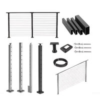 Garde-corps extérieur en aluminium et verre, profilé en U en aluminium pour garde-corps en verre, base de profilé en U avec support de garde-corps d'escalier réglable