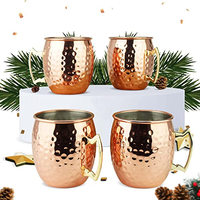 Vente chaude : Ensemble de tasses à bière en cuivre martelé, en acier inoxydable, 16 oz, Moscou, 100% plaqué solide, pour boire du café, de la bière, des mules