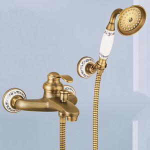 Mitigeur de bain chaud/froid sanitaire en laiton brossé, ensemble de robinets modernes avec poignée et jet de pulvérisation pour appartement et <span class=keywords><strong>WC</strong></span> - Product Image 1