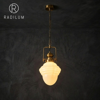 Suspension Scolaire Vintage Rétro Art Déco en Fer et Verre, Hauteur Réglable, Taille Moyenne, LED Blanc Chaud 3000K, pour Café et Bar