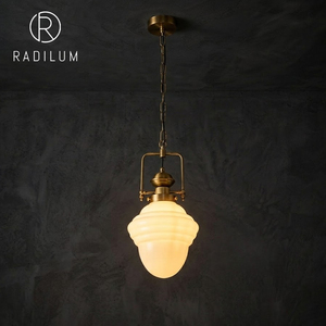 Lámpara Colgante Estilo Escolar, Hierro y Vidrio, Vintage Retro Art Deco, Altura Ajustable, Tamaño Mediano, LED Blanco Cálido 3000K, para Cafetería o Bar - Product Image 1