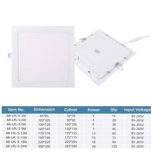 Khách sạn nhà văn phòng nhỏ siêu mỏng 3W 6W 9W 12W lõm tròn mỏng vuông tròn Trần <span class=keywords><strong>LED</strong></span> bảng điều chỉnh ánh sáng - Product Image 4