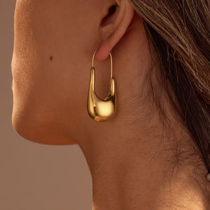 Pendientes de Aro Geométricos de Acero Inoxidable de Alta Calidad, Moda 2025, Chapado en PVD de 18K, Textura Elegante, Joyería Inusual - Product Image 3