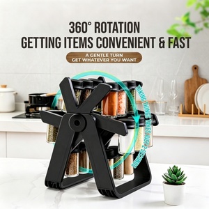 Étagère robuste à plusieurs niveaux 360 °   Étagère à épices rotative avec bocaux en verre pour herbes <span class=keywords><strong>et</strong></span> épices, organisateur de rangement pour comptoir de cuisine - Product Image 1
