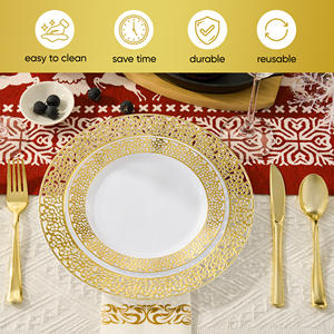 ชุดภาชนะใส่อาหารแบบใช้แล้วทิ้ง PET เป็นมิตรกับสิ่งแวดล้อม 350 ชิ้น สำหรับแขก 50 คน ประกอบด้วย แก้ว ช้อนส้อม ผ้าเช็ดปาก สำหรับงานปาร์ตี้ - Product Image 4