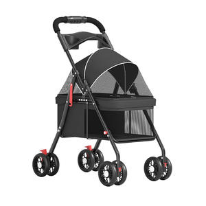 Çift katlı evcil hayvan arabası arabası büyük kapasiteli katlanabilir dört tekerlekli çevre dostu Oxford ABS ayrılabilir 15kg köpekler seyahat - Product Image 3