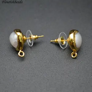 Gros BRICOLAGE Fabrication De Bijoux 18k Plaqué Or Blanc Naturel Perle Boucle D'oreille Crochet forme dangle boucles d'oreilles faisant