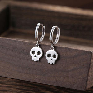 Orecchini a Cerchio Edun Skeleton in Lega di Zinco Oro Rosa, Stile Punk, Gioielli Unisex alla Moda - Product Image 5