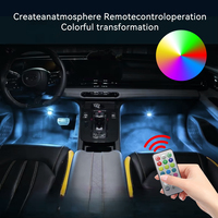 Lumières d'ambiance LED pour voiture, éclairage intérieur 12V 10W, télécommande sans fil, lumières décoratives colorées sans câblage