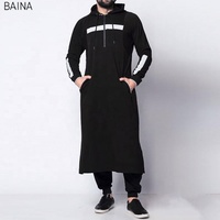 Nouvelle Abaya Traditionnelle Arabe pour Hommes Grande Taille, Robe Islamique à Capuche du Moyen-Orient pour le Printemps
