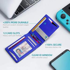 Porte-cartes RFID AndoBag pour hommes, en fibre de carbone contrastée, avec système pop-up, portefeuille court, pince à billets tendance en aluminium. - Product Image 5