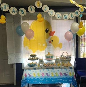 Sfondo Fotografico Tema Paperella Gialla Carina per Baby Shower, Fondale con Bolle, Decorazioni per Feste a Tema Anatroccolo, Banner per Foto - Product Image 6