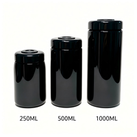 Stoples Kaca Hitam 250ml dengan Termometer Higrometer Digital, Perlindungan UV, Segel Kedap Udara untuk Penyimpanan Herbal, Rempah-rempah, Teh, dan Barang Kering