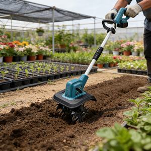 Mini motoculteur électrique rotatif avec moteur au lithium, micro-motoculteur agricole, désherbeur, tondeuse à gazon, facile à utiliser, léger (2,7 kg), noir/bleu - Product Image 5