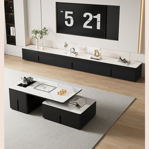 Muebles de lujo modernos para el hogar, soportes de TV y juego de mesa de centro, Unidad de pared, mesa de TV, consola multimedia, mueble de TV para sala de estar - Product Image 3