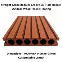 Planches de terrasse WPC à clipser, imperméables, à grain droit, rainures moyennes, 6 cavités, 140mmx25mm, pour jardin, patio et cour arrière