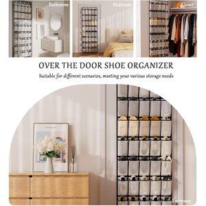 Over The Door <b>Shoe</b> Organizer 40 Pockets Breathable Mesh Hanging <b>Storage</b> Rack For <b>Shoes</b> Behind Door Wall Mount - Product Image 5