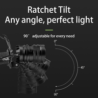 Linterna Frontal LED con Chip Láser Blanco, Zoom Telescópico, 5 Modos, Largo Alcance, con Luz Trasera Roja de Seguridad, de Aluminio, para Senderismo y Búsqueda al Aire Libre