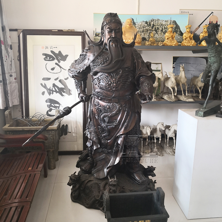 高品質ブロンズ製関羽（グァン・ユィ）像スカルプチャー - アート