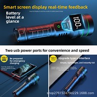 Lampe torche LED à zoom en alliage d'aluminium, étanche IP65, rechargeable, blanc super lumineux, longue durée de vie de la batterie, affichage LED, pour l'extérieur