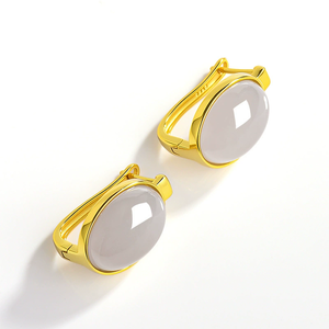 Natural and Hetian jade purple ear <b>stud</b> earrings, S925 <b>silver</b> inlaid earrings, high-end and elegant jade jewelry for ears - Product Image 3