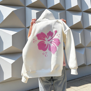 <span class=keywords><strong>Felpa</strong></span> <span class=keywords><strong>con</strong></span> <span class=keywords><strong>Cappuccio</strong></span> Oversize da <span class=keywords><strong>Donna</strong></span> Personalizzata in Cotone 100% French Terry Bianco, Ricamo in Ciniglia di Alta Qualità - Product Image 1