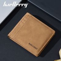 Dompet Pria Kulit PU Baellerry Baru Model Tipis Lipat Dua Dengan Resleting dan Tempat Kartu, Dompet Pendek Pria