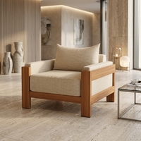 Fauteuil d'appoint moderne en tissu rembourré avec structure en bois pour villa, appartement, hôtel