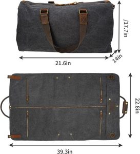 กระเป๋าเดินทางแบบพับได้สำหรับผู้ชาย  ใส่เสื้อผ้าได้  กันน้ำ  ผ้าแคนวาส  พร้อมโลโก้สั่งทำพิเศษ - Product Image 2