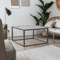 Table basse en bois durable de haute qualité, style minimaliste, cadre carré en métal noir, vente en gros