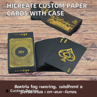 Jeu de cartes à jouer personnalisées en papier noir avec dorure à chaud, impression CMJN, jeu de poker avec étui pour cadeau de fête