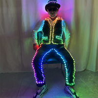 Costume Robot LED Futuristico con Gilet LED a Colori Completi per Uomo, Abbigliamento Luminoso per Bar, Discoteca, Spettacoli Musicali e Feste