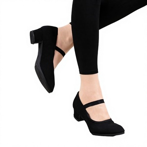 Zapatos de Baile Latino de Salón Negros para Mujer, Parte Superior Sintética, Suela de Goma, Tacón Bajo, Estilo Mary Jane - Product Image 3