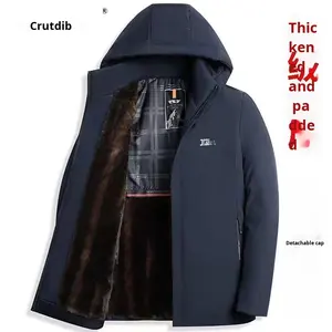 Automne hiver décontracté doublé polaire veste pour papa et grand-père épaissi col montant manteau chaud coton vêtements pour hommes-vente en gros - Product Image 2