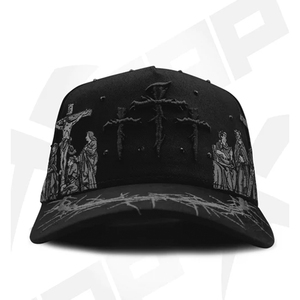 Casquette de baseball réglable G5 Xcap 2026, nouveau style, noire, broderie croix, strass, dentelle, ethnique, 5 panneaux - Product Image 3