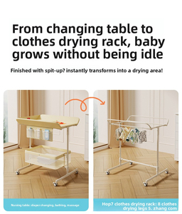 Table à langer multifonctionnelle pliable avec massage et fonction tactile pour nouveau-nés, portable et réglable en hauteur - Product Image 5