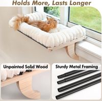 Valigogo Cloud-Soft Perchoir orthopédique pour chat sur le rebord de la fenêtre, housse amovible en fausse fourrure, structure en bois massif, cadre en métal robuste - Grand hamac pour chat