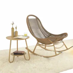 Modern Patio Leisure Outdoor Recliner rattan rocking chair Patio Wicker Rattan Rocking Chair Aluminum lazy lounge chair