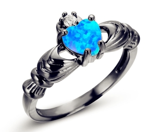 لون مخصص gunmetal المجوهرات الايرلينية <span class=keywords><strong>Claddagh</strong></span> اللون الفضي خاتم <span class=keywords><strong>claddagh</strong></span> - Product Image 3