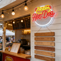 Letrero LED de Neón Retro con Diseño de Hot Dog, Lámpara de Pared Acrílica, Alimentación USB, Regulable, Clasificación IP65, Ideal para Tiendas y Fiestas