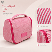 Pochette cosmétique à fermeture éclair en tissu teint sur mesure avec logo, écologique, à rayures, avec poignée souple, pour voyage, GWP