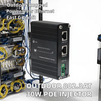 E-link LNK-INJ401-30 Injektor PoE Luar Ruangan 802.3at 30W 2.5G Din Rail Industri Power Ethernet 2 Port Switch