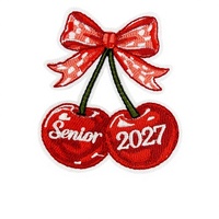 Patch thermocollant rouge avec nœud pour les diplômés de 2027, patch brodé pour chapeaux, classe de 2027