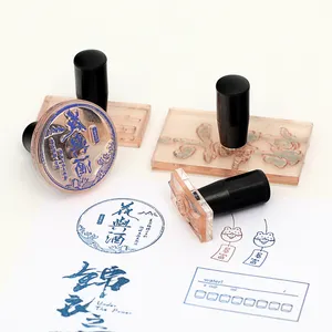 Hot selling custom design embossing square shaped clear wooden hand acrylic stamp