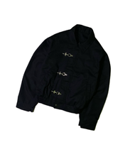 Veste de travail vintage en métal noir à boucles pour homme, style pêcheur, streetwear, veste bomber