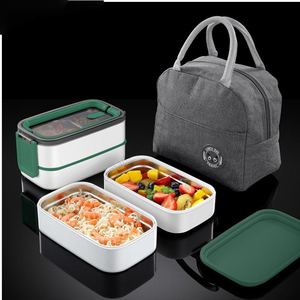 Boîte à lunch double en plastique LXM96, isolée thermiquement, de qualité alimentaire, portable, pour étudiants, vente en gros - Product Image 3