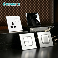 Nuevo Interruptor de Pared Cuadrado de Lujo con Botón, Panel de Vidrio Templado y PC, 1 Gang, 13A, Enchufe con Interruptor y LED, para Dubái, Reino Unido, Villas y Hoteles